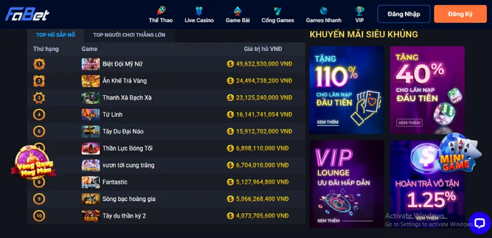 Khuyến mãi và ưu đãi hấp dẫn tại 777win casino
